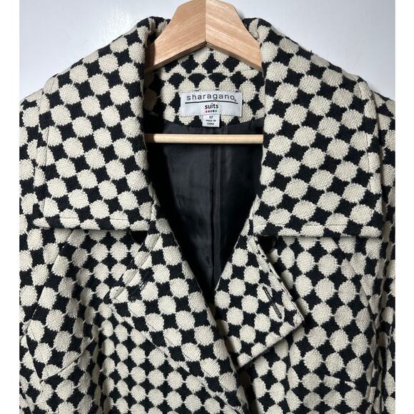 Sharagano Wool Blend Belted Peacoat Jacket Size 12 Structured Office Old Money - Picture 2 of 12